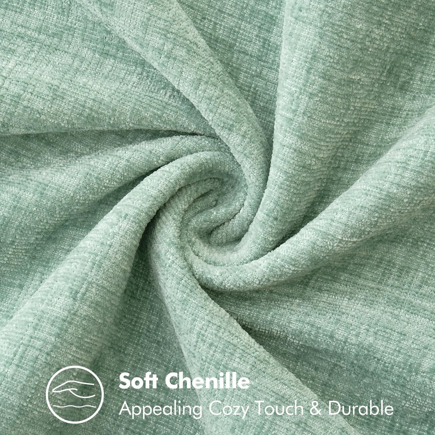 MIULEE Pack of 2 Couch Throw Pillow Covers 18x18 Inch Greyish Green Farmhouse Decorative Pillow Covers with Stitched Edge Soft Chenille Solid Dyed Spring Pillow Covers for Sofa Bed Living Room