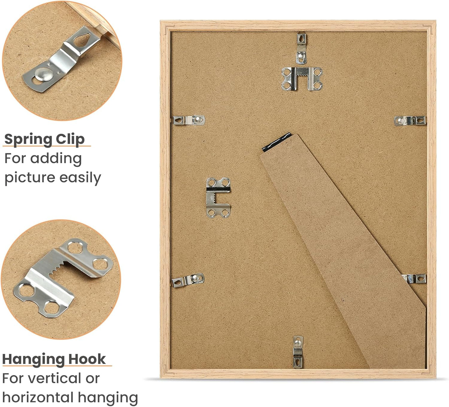 upsimples 9x12 Frame, Natural Solid Wooden Picture Frames, Display 6x8 with Mat or 9 x 12 Without Mat, Wall or Tabletop, 1 Pack, Natural