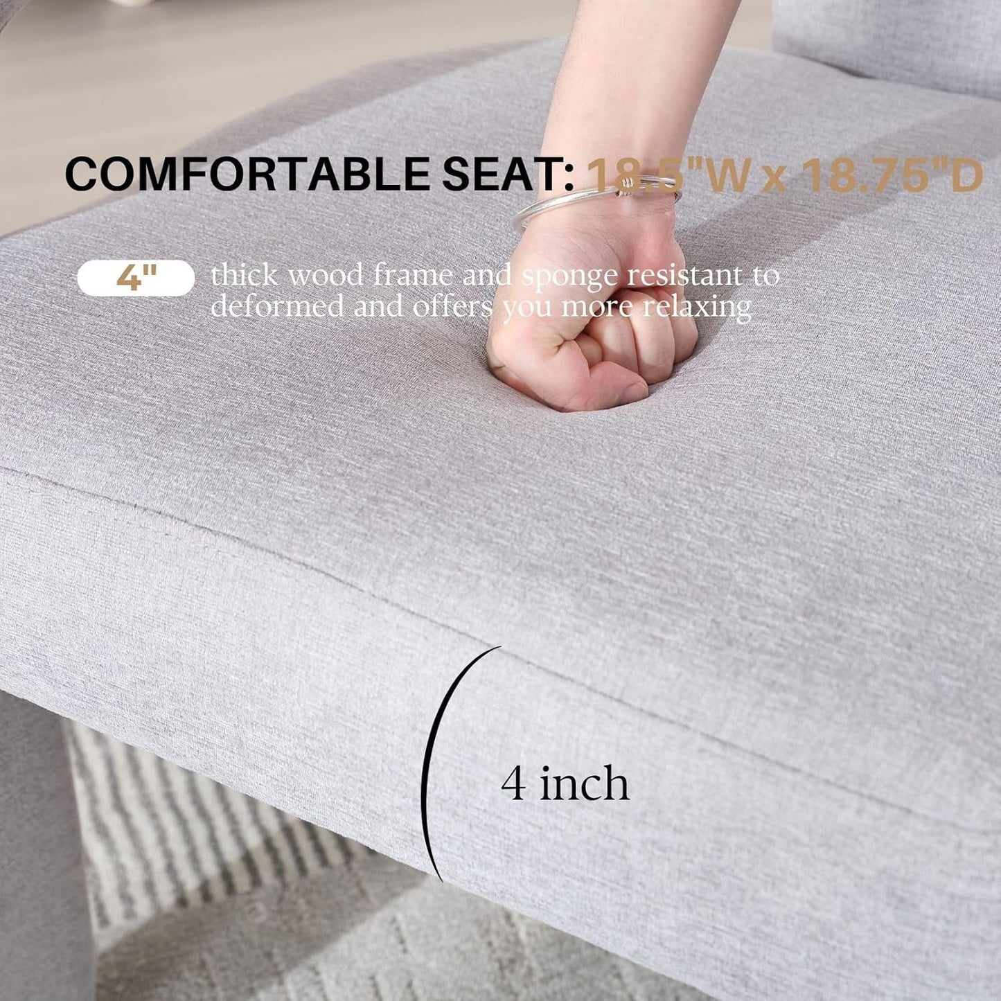 Grey Chenille Dining Chairs Set of 6, Modern Barrel Dining Room Chairs Upholstered Faux Fur Accent Chair with Arms and Round Back for Living Room Kitchen Armchair No Assembly Needed