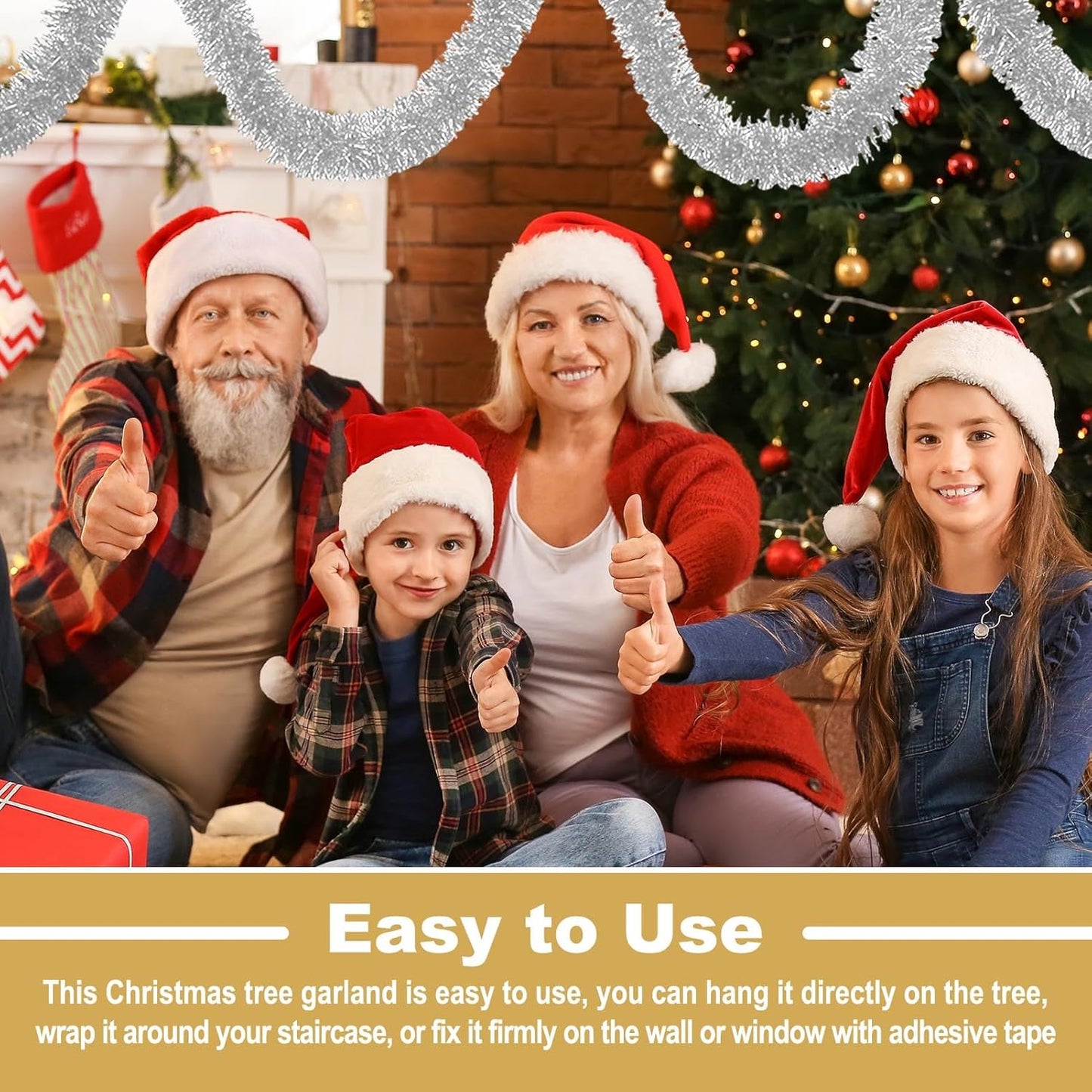 50 Feet Metallic Twist Tinsel Garland Wall Hanging Backdrop for Parade Floats, Christmas Eve, New Year, Valentine's Day Party Decorations (Silver, 2in x 50ft)