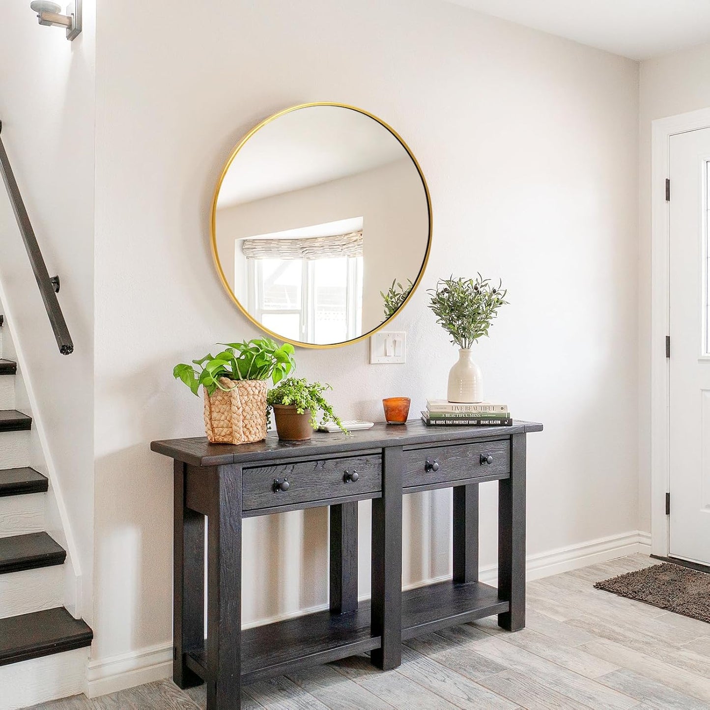 Fabuday Round Gold Mirror for Wall - 20 Inch Circle Mirror for Bathroom, Living Room Decor, Metal Golden Framed Small Circular Mirror