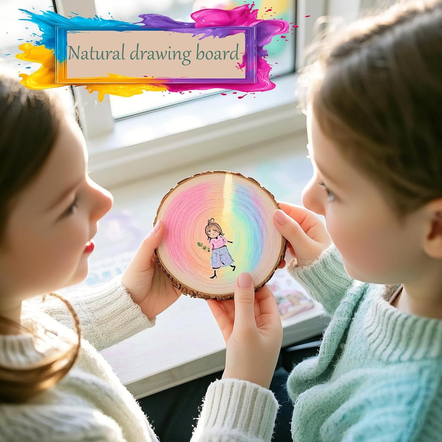 20PCS Pre-Drilled Wood Slices with Holes, 3.2-4 Inch Natural Pine Discs & 8M Hemp Rope, Sanded Smooth DIY Crafts Kit for Christmas Ornaments, Rustic Wedding Decor, Kids Art (30pcs)