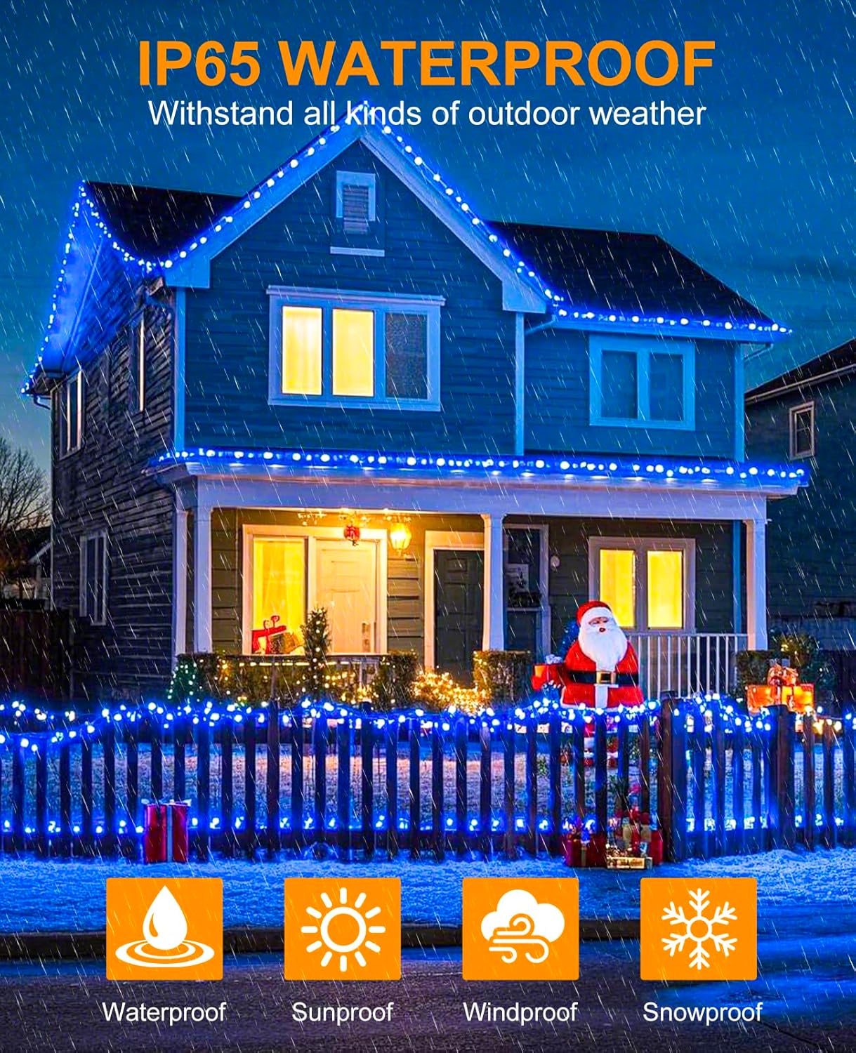 40FT 120 LED Christmas Lights Outdoor, Green Wire Christmas Tree Lights with 8 Modes & Waterproof, Connectable Plug in String Light for Indoor Bedroom Yard Party Wedding Decorations, Blue