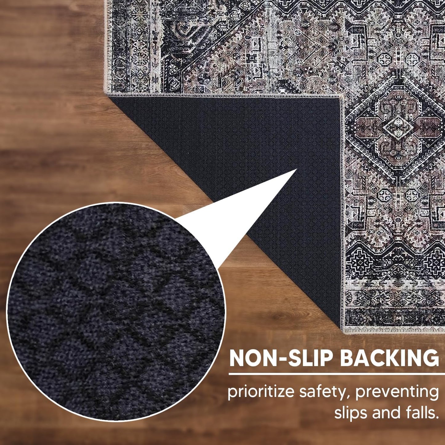 Keen Home Design 9x12 Rug - Machine Washable Area Rug with Non-Slip Backing, Ideal for Living Room, Dining Room, Bedroom - Vintage, Easy Clean, Durable, Low Pile Rug - (9' x 12')