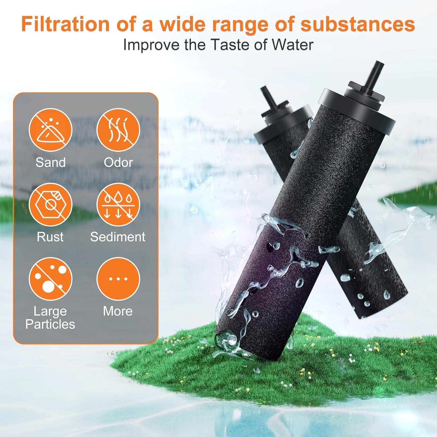 SKYSEN Water Filter Replacement for Berkey® BB9-2, Compatible with Berkey® Gravity Water Filter System.(wfr-4)