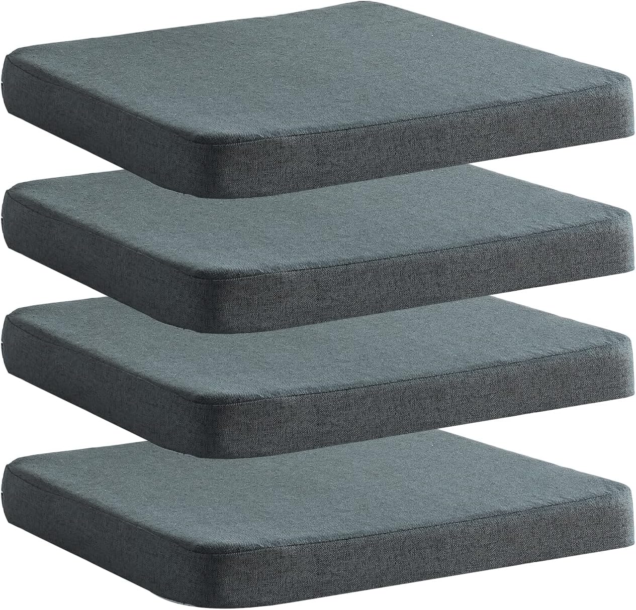 Chair Cushion for Dining Chairs with Ties 4 Pack Non Slip Memory Foam Kitchen Room Chair Pads for Outdoor Patio Furniture 17x16 Inch, Gray
