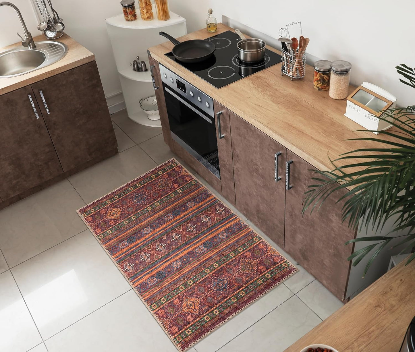 Keen Home Design 2x3 Rug - Machine Washable Entry Rug with Non-Slip Backing, Ideal for Enteryway, Kitchen, Bathroom, Laundry Room - Vintage, Easy Clean, Durable, Low Pile Rug - (2' x 3')