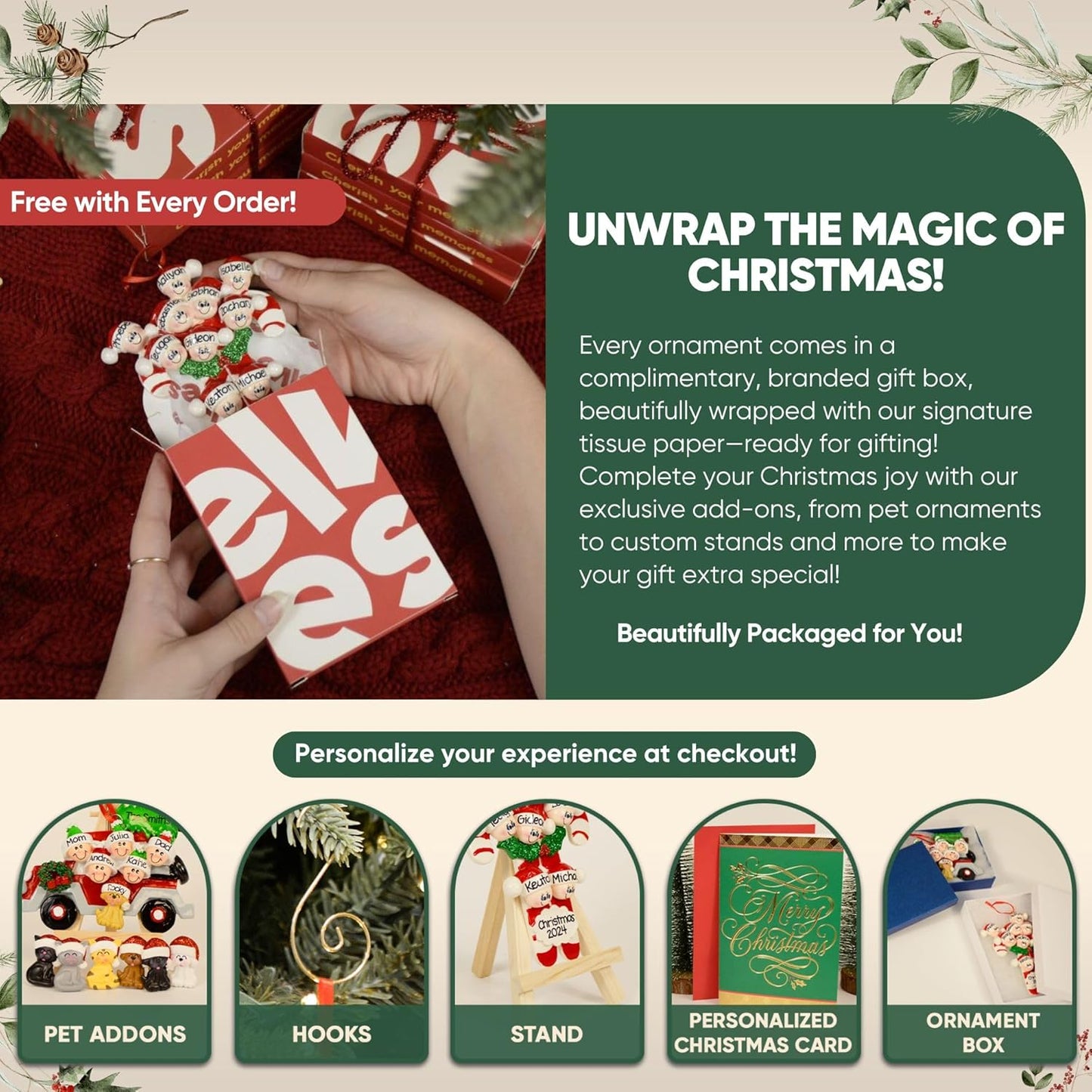 3D White Mantle Family of 7 Christmas Ornament 2025 Personalized Family Christmas Ornaments 2025 | Garland Fireplace Personalized Tree Ornaments Customizable Gifts Red Stockings of Seven Ornament