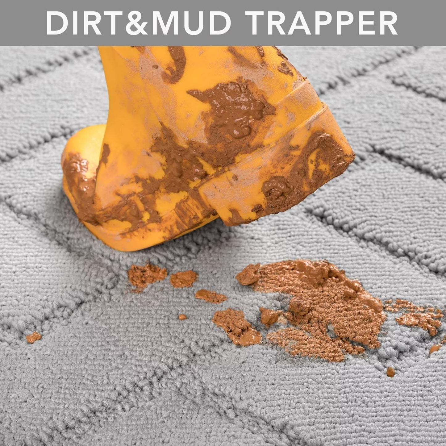 hicorfe Indoor Doormat,Front Back Door Mat TPR Backing Non Slip Mats 20"x31.5" Absorbent Resist Dirt Entrance Doormat Inside Floor for Entryway Washable Low-Profile(Light Grey)