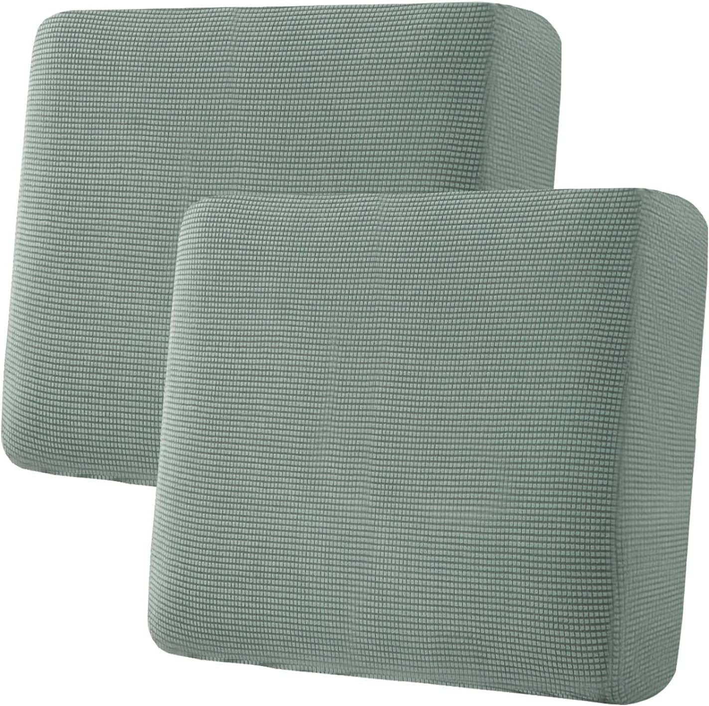H.VERSAILTEX Super Stretch Individual Seat Cushion Covers Sofa Covers Couch Sets Slipcover Thick Jacquard Textured Twill Fabric (2 Piece Large Sofa Cushion Covers, Sage)