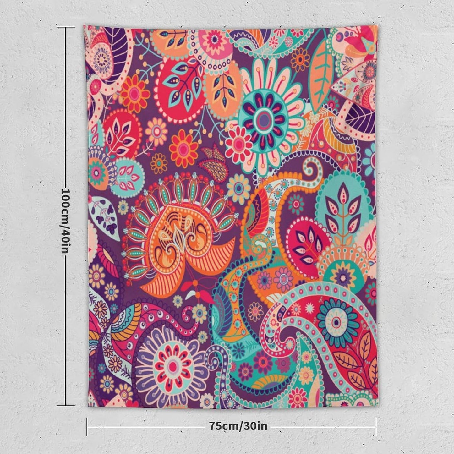 Boho Floral Tapestry, Abstract Mandala Plant Colorful Floral Home Art Wall Hanging for Bedroom Living Room Dormitory 40x60 Inch