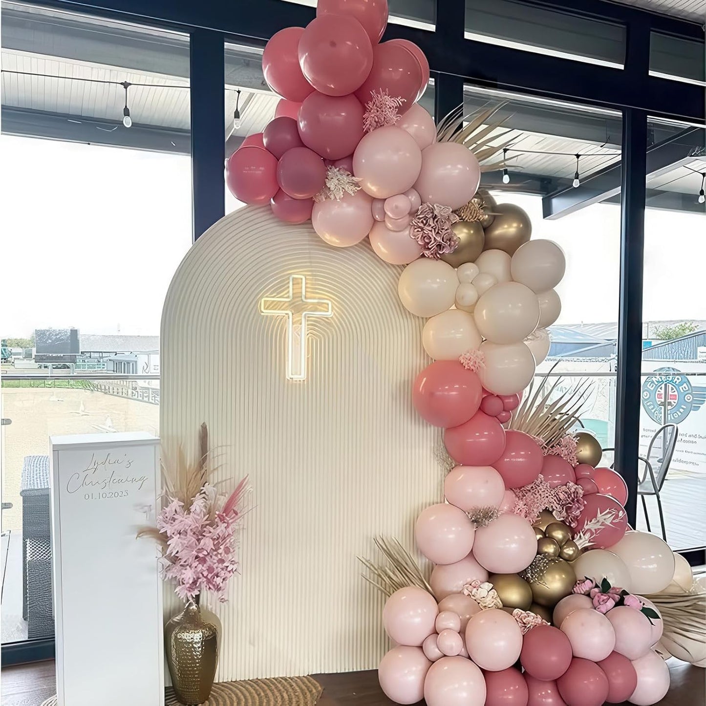 Dusty Pink Balloons 12 Inch Blush Pastel Light Baby Pink and White Latex Party Balloon with Clear Balloons for Women Girls Boho Birthday Wedding Baby Bridal Shower Anniversary Party Decoration