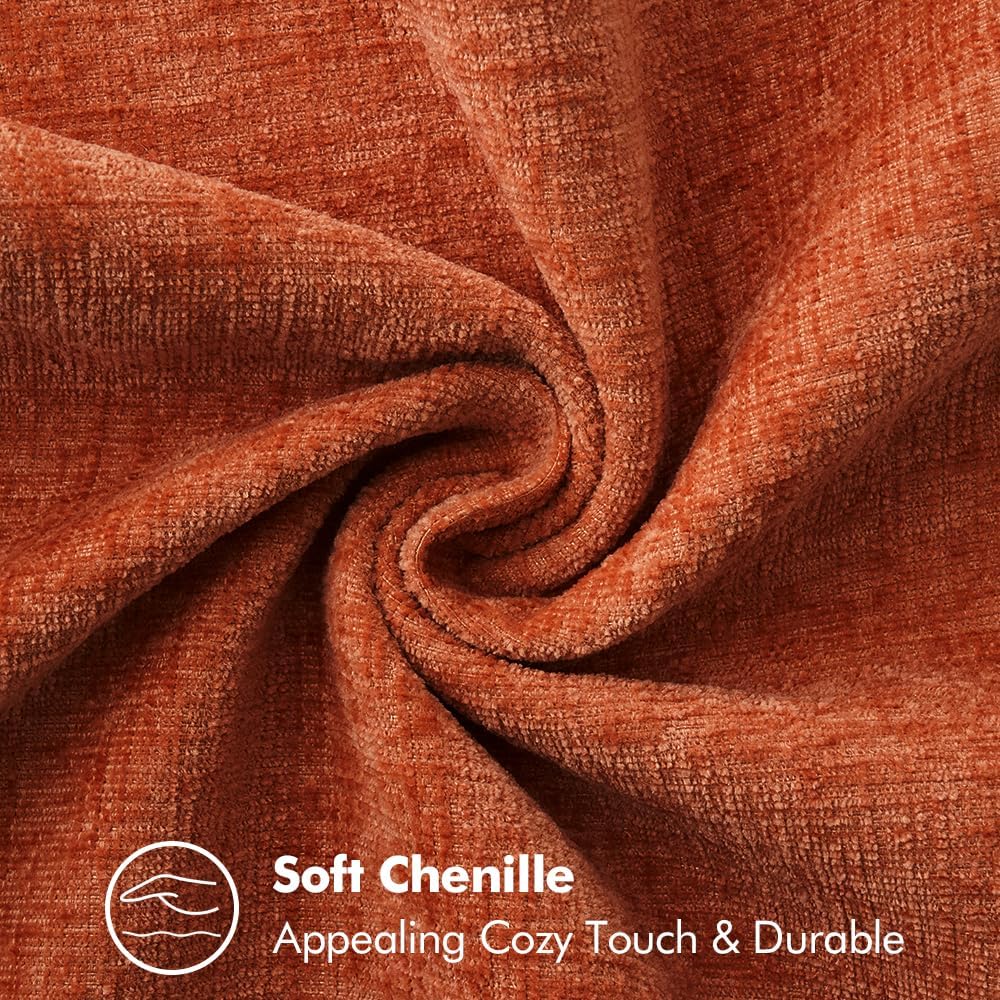 MIULEE Pack of 2 Fall Couch Throw Pillow Covers 50x50 cm Rust Farmhouse Decorative Pillow Covers with Stitched Edge Soft Chenille Solid Dyed Pillow Covers for Sofa Bed Living Room