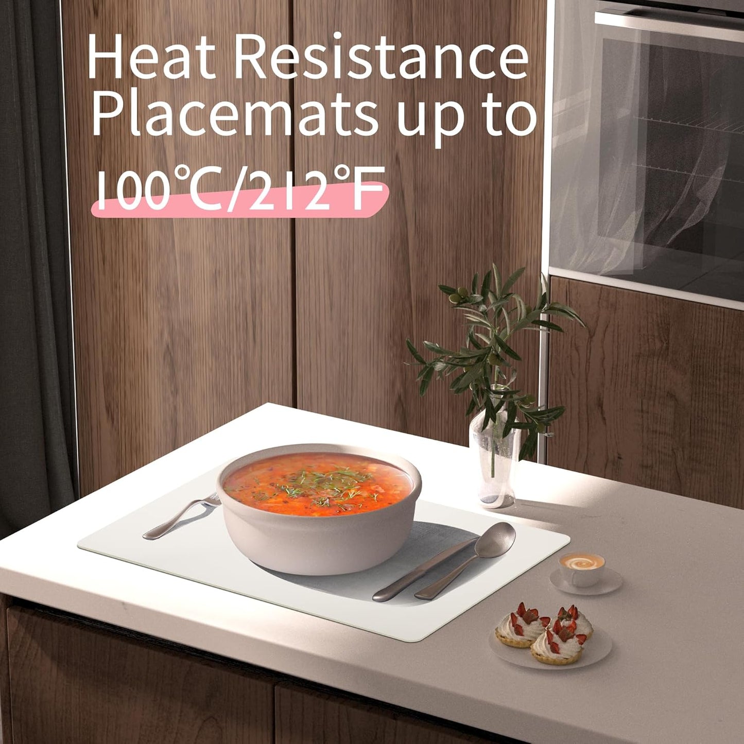 Maxpearl Faux Leather Placemats Set of 6 - Waterproof - Wipe Clean - Heat Resistant - Anti Slip Dining Table Place Mats, Suitable for Indoor & Outdoor Use, 17’’x12’’, Ivory White