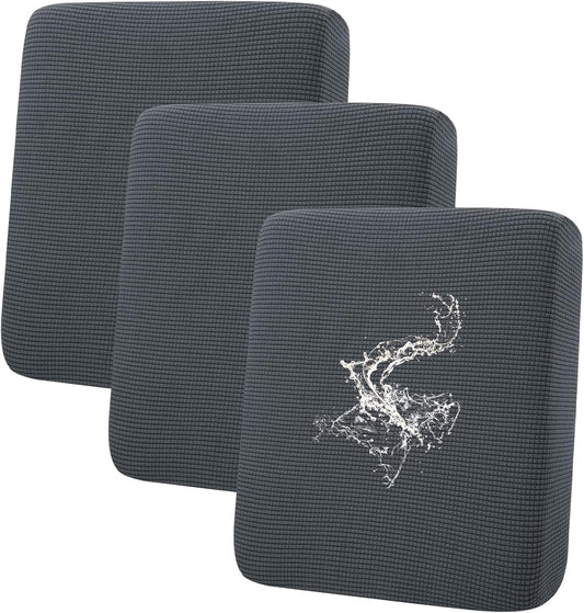 hyha Waterproof Couch Cushion Covers for Pets, Non Slip Sofa Seat Cover for Dogs Washable, Soft Thick Stretch Jacquard Fabric, Sofa Slipcovers with Elastic Bottom (3 Pieces, Grey)