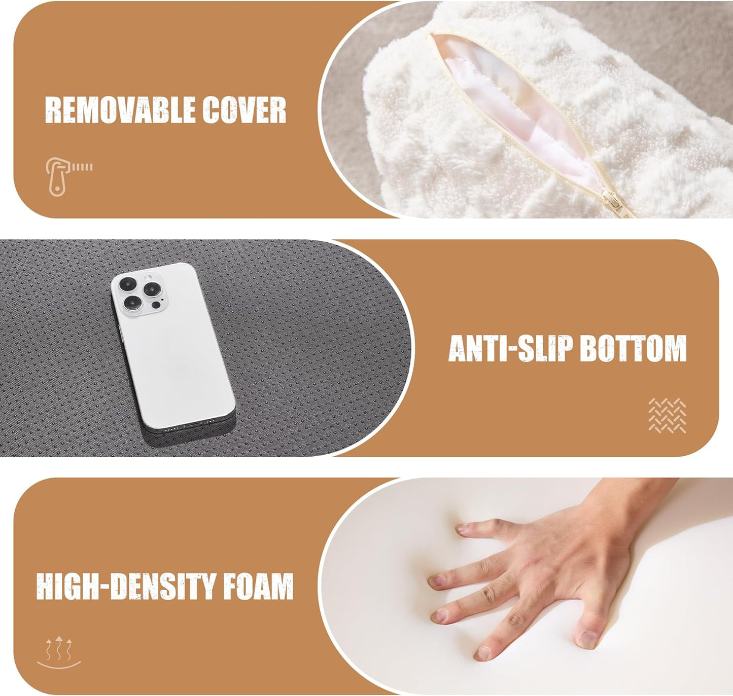 Hobestluk Rectangle Ottoman Memory Foam Footrest for Couch with Removable Cover Large Floor Seating for Adults Ottoman Coffee Table for Living Room, Bedroom or Office (Plush White, Footrest)