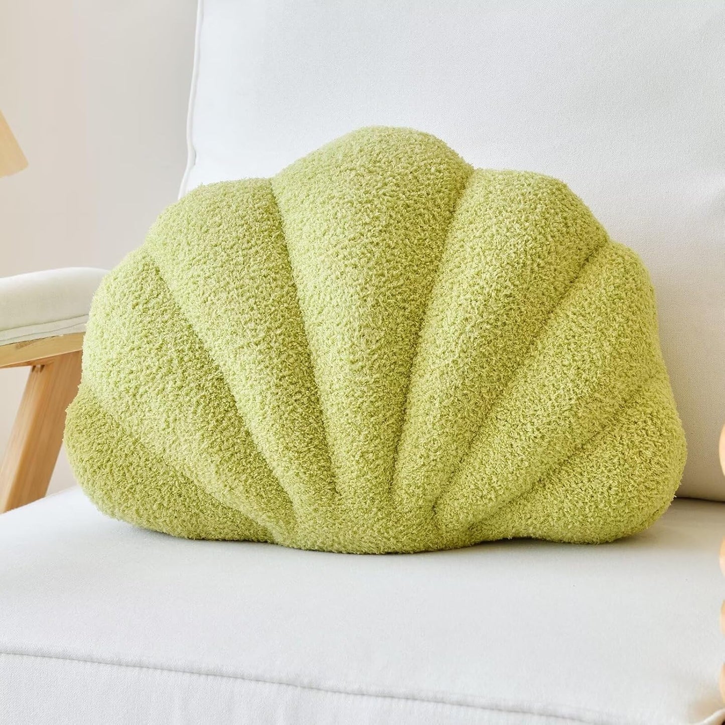 Green Seashell Throw Pillows, Shell Shaped Throw Pillows, 13 Inch Soft Home Decorative Pillow Plush Cushion for Bed Couch Living Sofa Room Decor Accent Throw Pillow