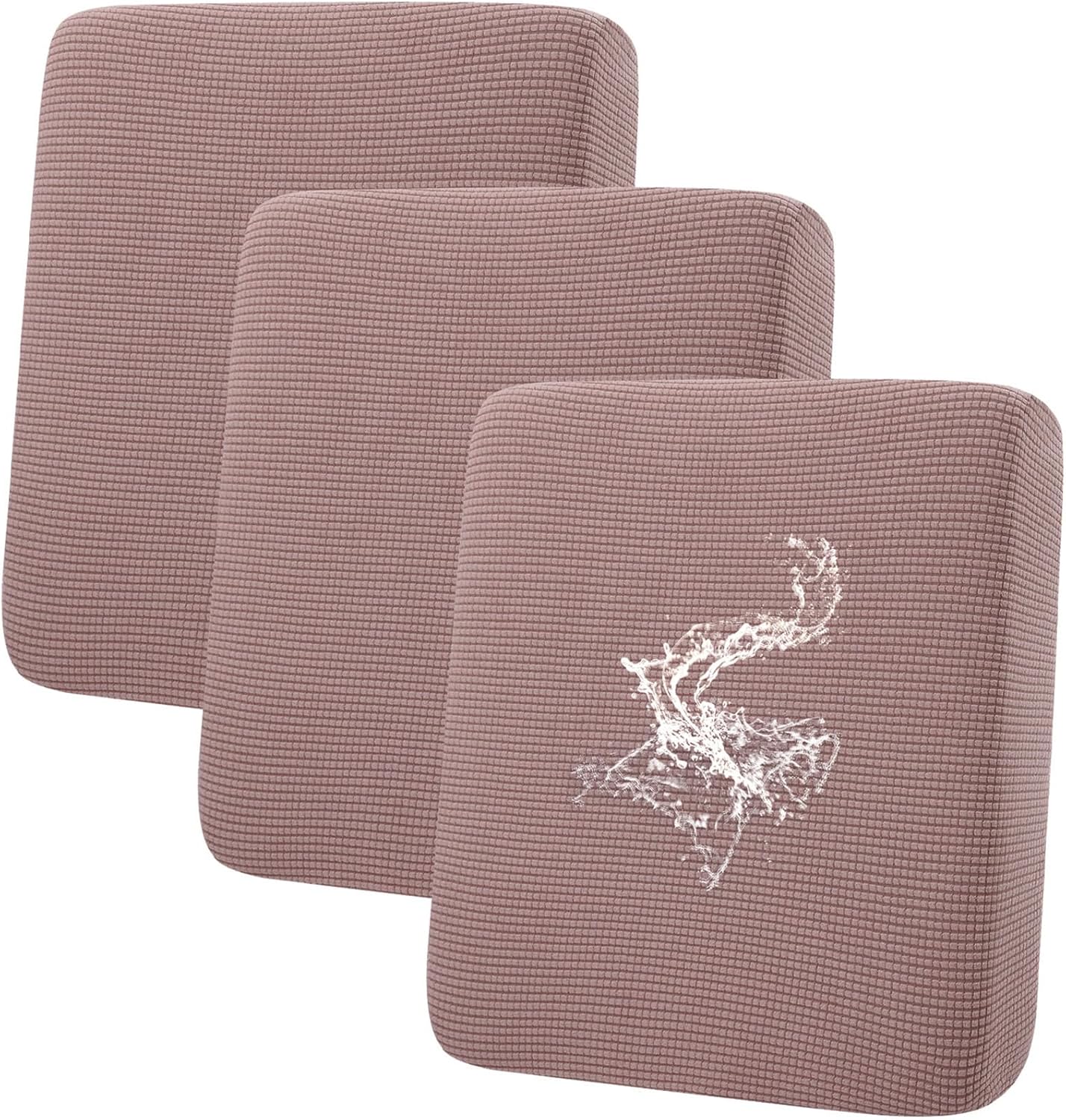 hyha Waterproof Couch Cushion Covers for Pets, Non Slip Sofa Seat Cover for Dogs Washable, Soft Thick Stretch Jacquard Fabric, Sofa Slipcovers with Elastic Bottom (3 Pieces, Camel)