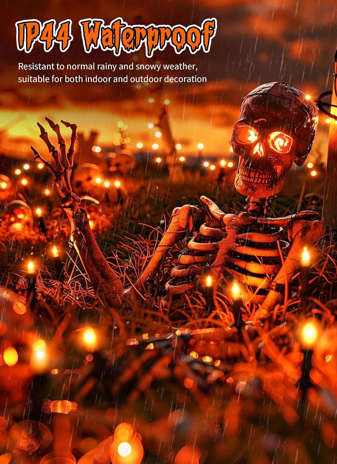 2 Pack Orange Halloween Mini Lights, 13 Feet 50 Count Totally 100 Count Incandescent Bulb Mini String Lights, Connectable Halloween Light for Haunted House Ghost Party Holiday Window Indoor Decoration