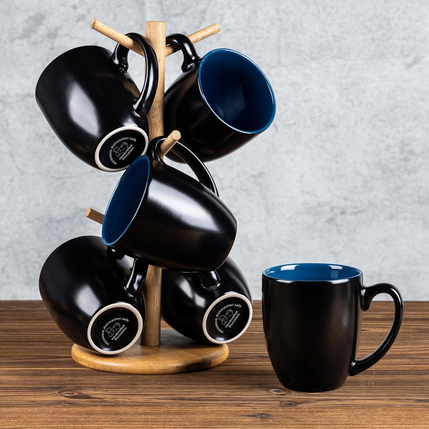 GBHOME 16oz Coffee Mugs Set of 6, Large Ceramic Coffee Mugs for Man, Woman, Dad, Mom, Modern Coffee Mugs Set with handle for Tea/Latte/Cappuccino/Milk/Cocoa. Dishwasher&Microwave Safe,Blue