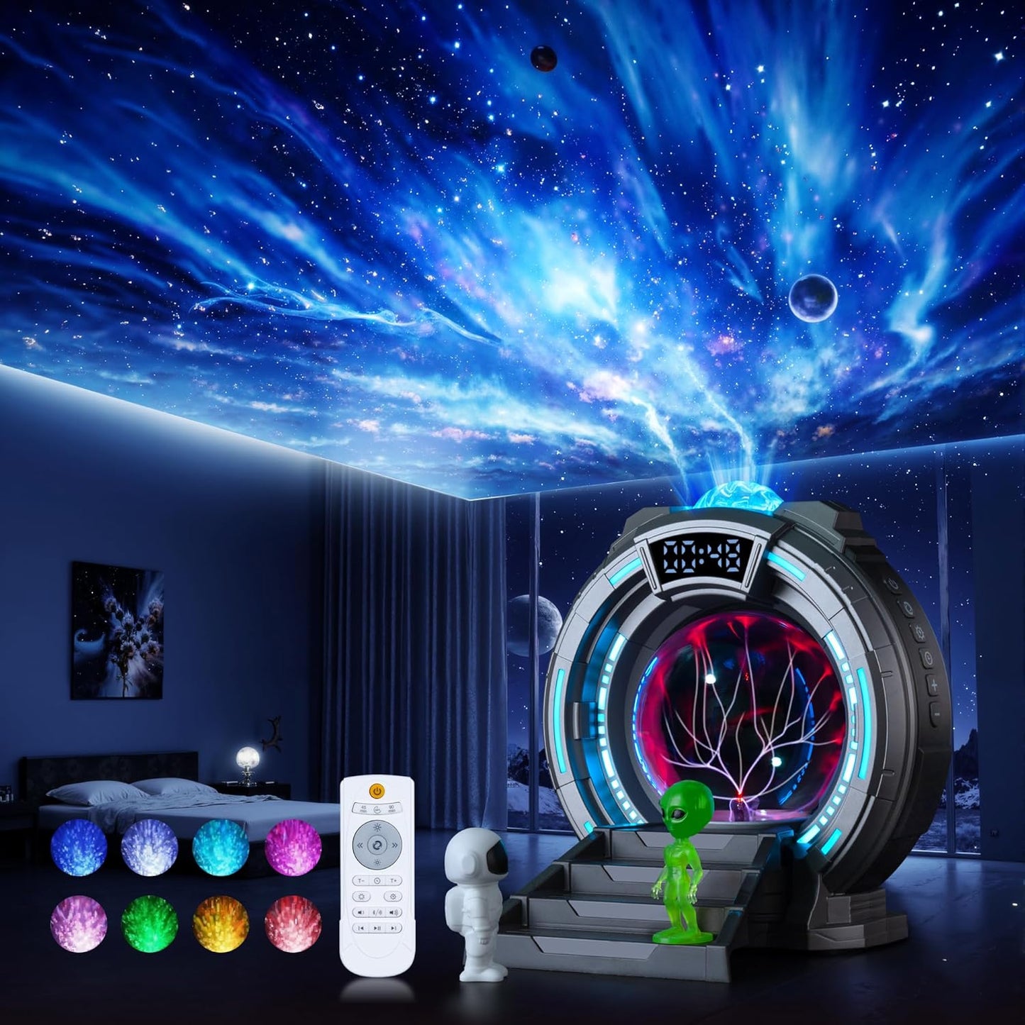 Space Portal Night Light,Alien Veins lamp,Plasma Globe Light LED Aurora Projector,Timer,Remote Control,Party,Adults,Kids' Room Decor Lamps,Christmas,Birthday Gift(Gray)