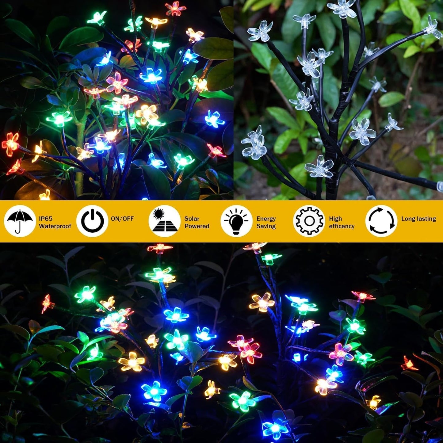 Solar Garden Lights Waterproof, Solar Outdoor Lights Decorative 8Pack, 160Led Solar Powered Flowers Garden Decor, Outdoor Fairy Light for Yard,Pathway,Lawn,Outside Decorations