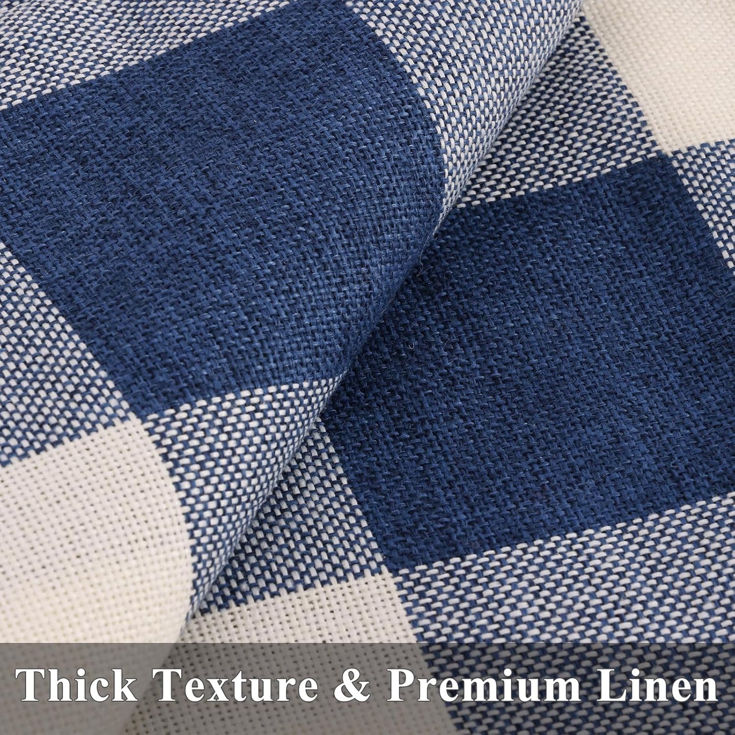 decorUhome Buffalo Plaid Check Throw Pillow Covers 12x20 Set of 2, Outdoor Lumbar Decorative Farmhouse Neutral Pillow Covers with Stitched Edge for Bed Couch Sofa, Navy Blue and White