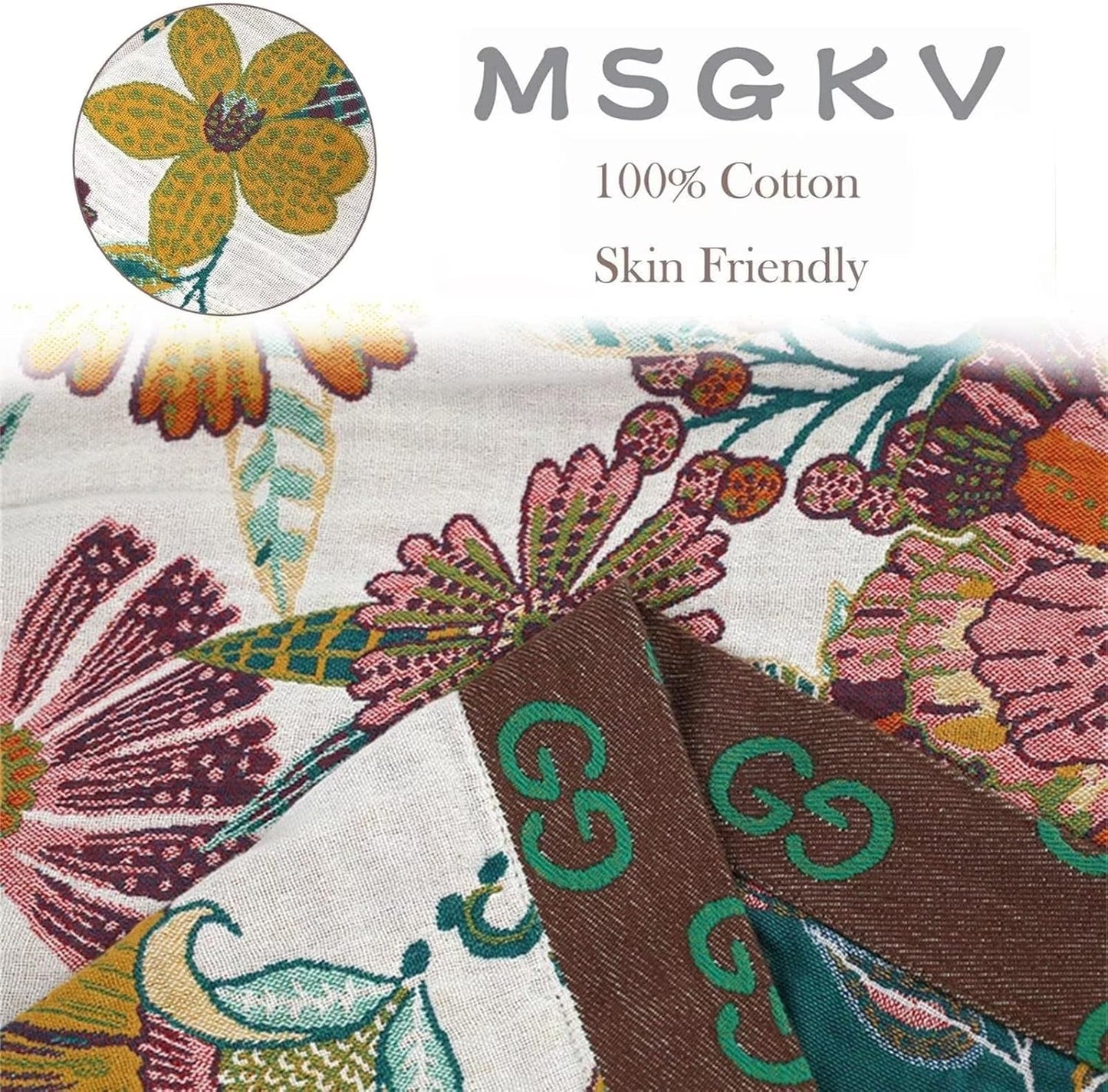 MSGKV 100% Cotton Boho Throw Blanket Woven Blankets, Reversible Versatile KnitWoven Blanket for Bed Couch Sofa, Super Soft Decorative Blanket for Chair Sofa and Living Room, 90''Wx 98''L