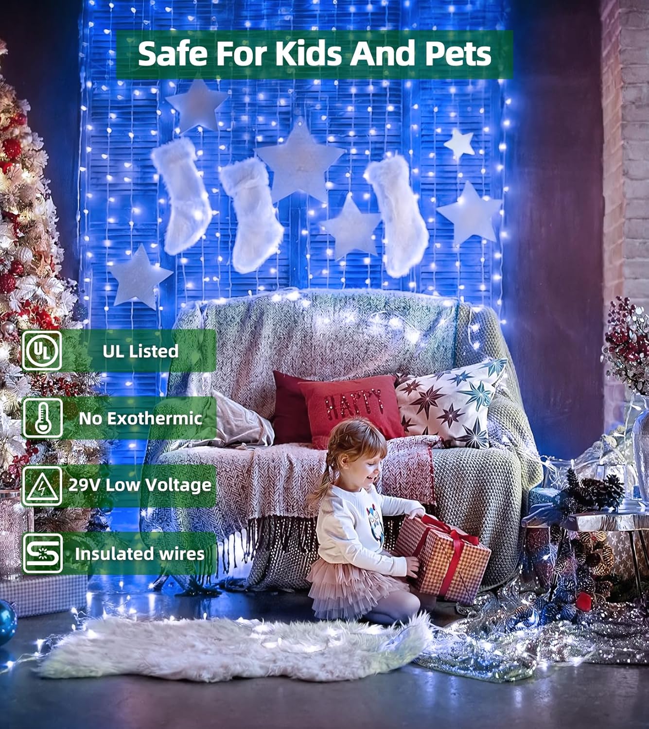 750 LED Outdoor Christmas Lights Decorations, 246ft Green Wire LED Christmas String Lights with Timer Memory, Twinkle Lighs for Indoor Outdoor Xmas Party Christmas Tree Wedding Garden Patio Blue