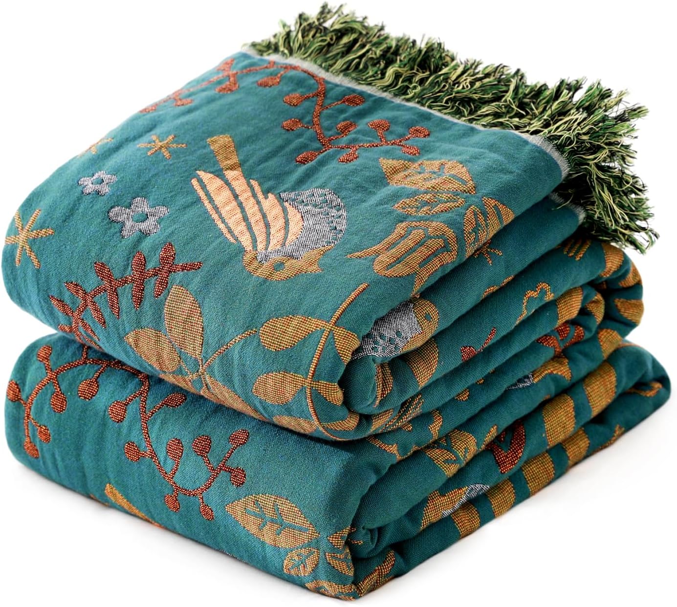 MSGKV Boho Throw Blanket Cotton Blanket for Couch and Sofa Cover for Living Room Summer Throw Cozy Gauze Blanket 50" x 60"