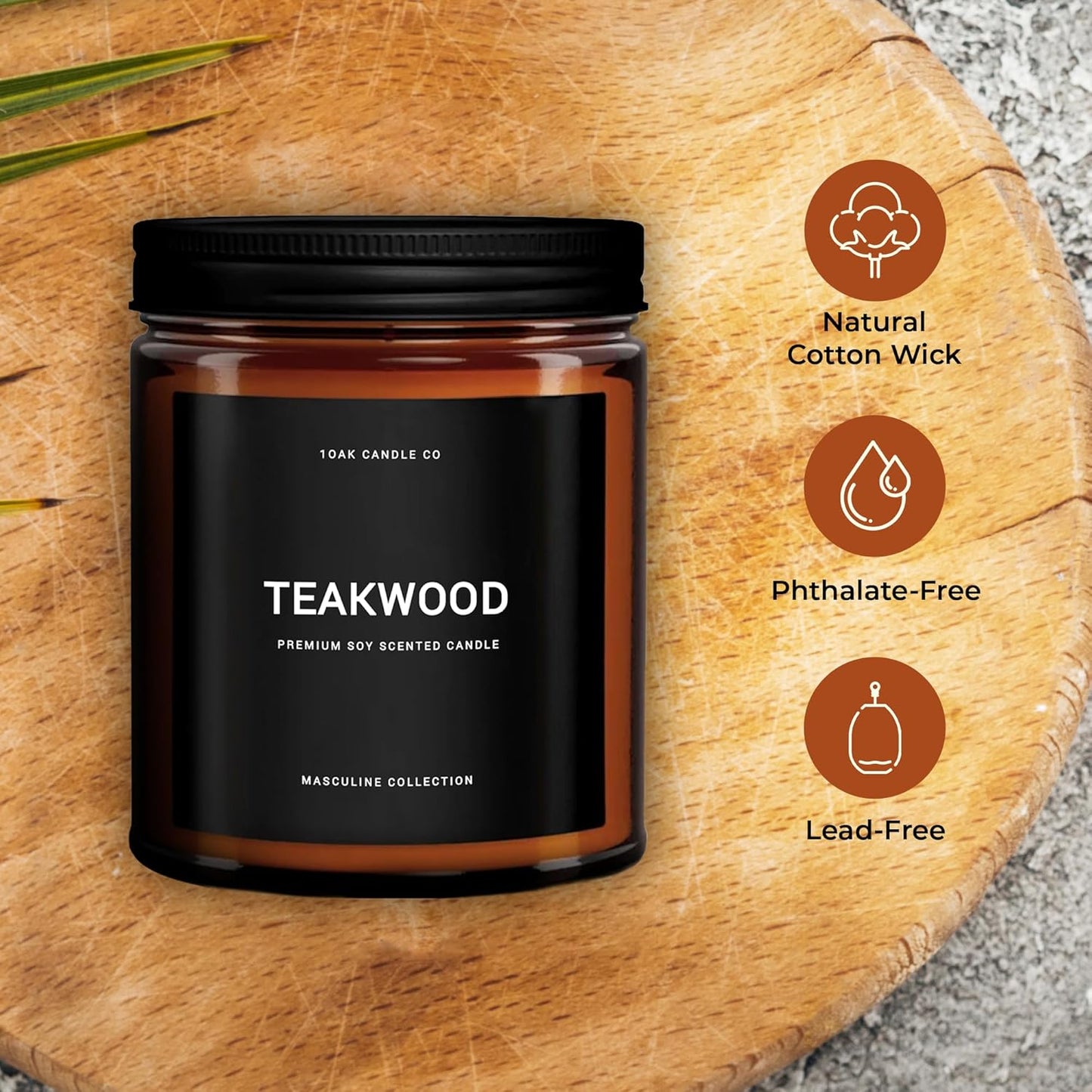 1OAK Scented Candles for Men - Teakwood & Masculine - Soy Wax, Long Burning Premium