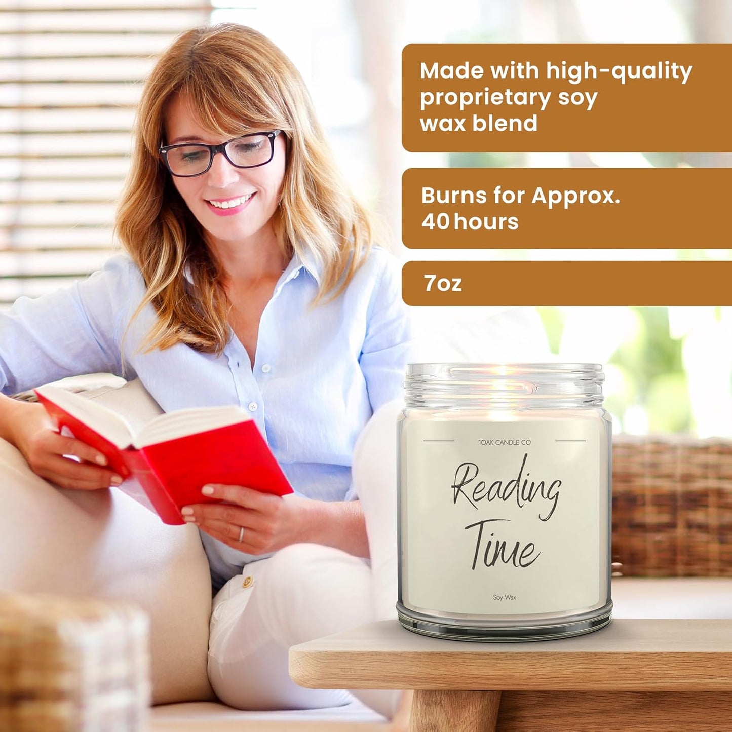 1OAK Vanilla Soy Candles - Reading Candle - Gifts for Readers - Cool Gifts for Book Lovers Women - Book Themed