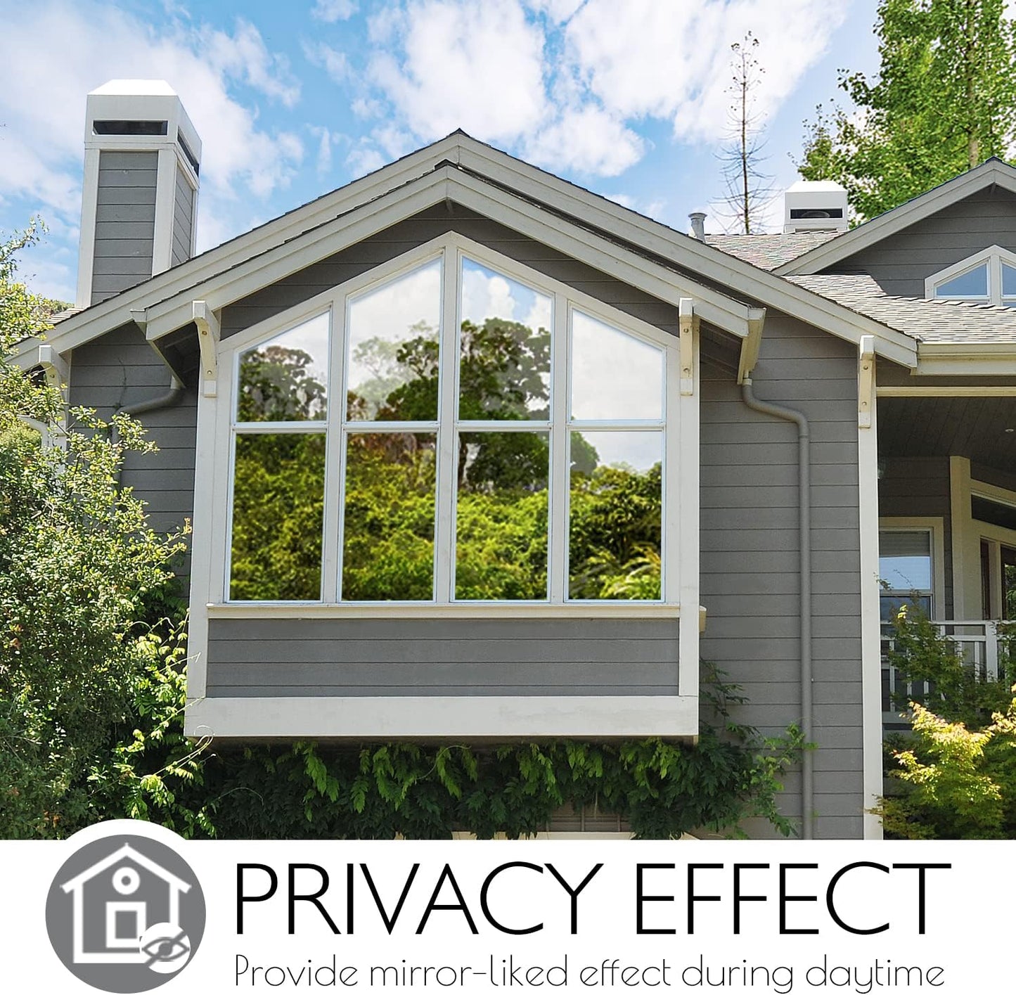 HIDBEA One Way Window Film Daytime Privacy, Heat Blocking Anti UV Reflective Mirror Window Tint for Home, Non-Adhesive Self Static Cling Window Stickers (Blue-Silver, 35.4 Inch x 32.8 Feet)