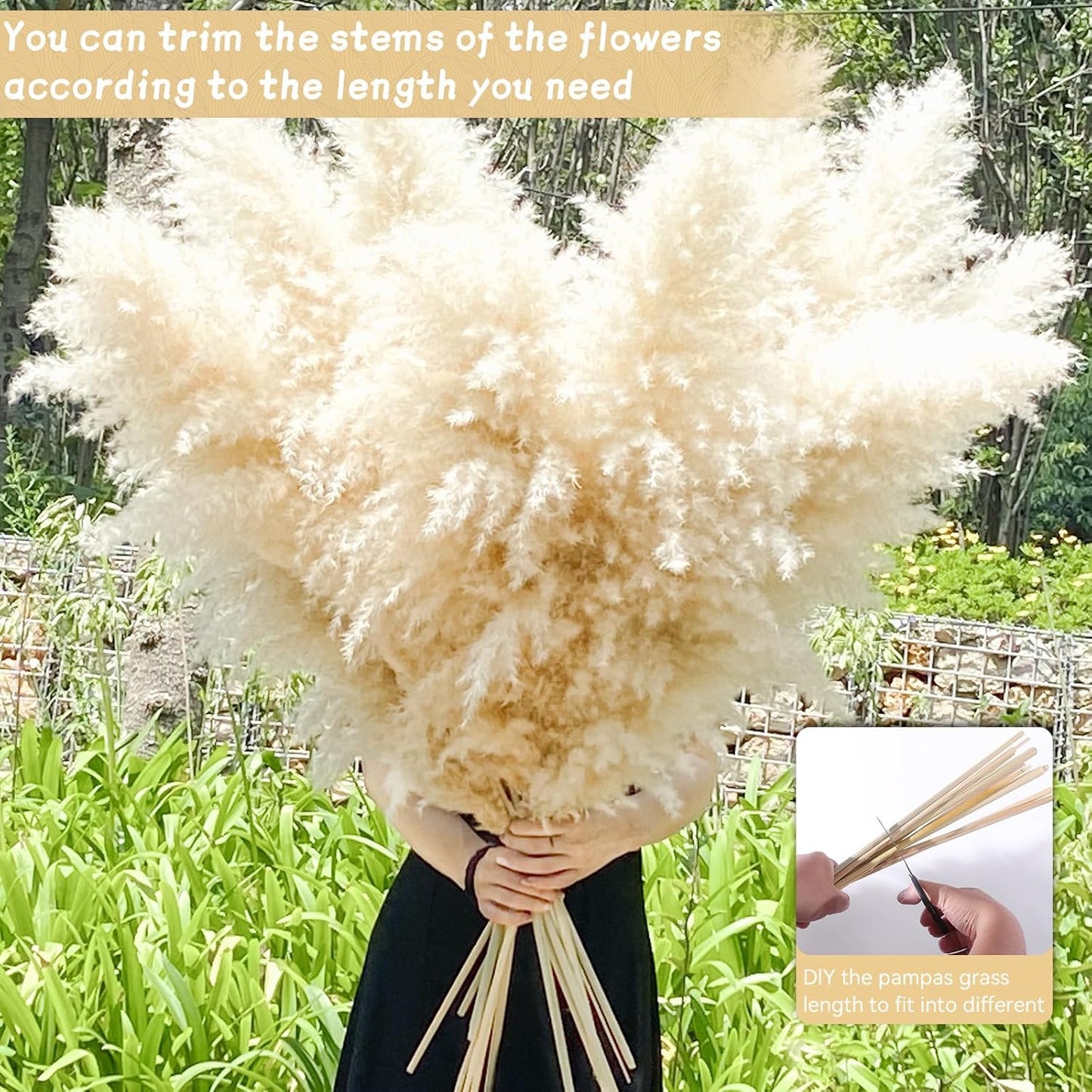 40" 22PCS Dried Pampas Grass Decor Tall,Large Natural Beige pompas Grass Tall Pampas Grass for Floor Vase,Wedding,Party,Farmhouse,Boho Home Decor,and Creating a Bohemian Ambiance
