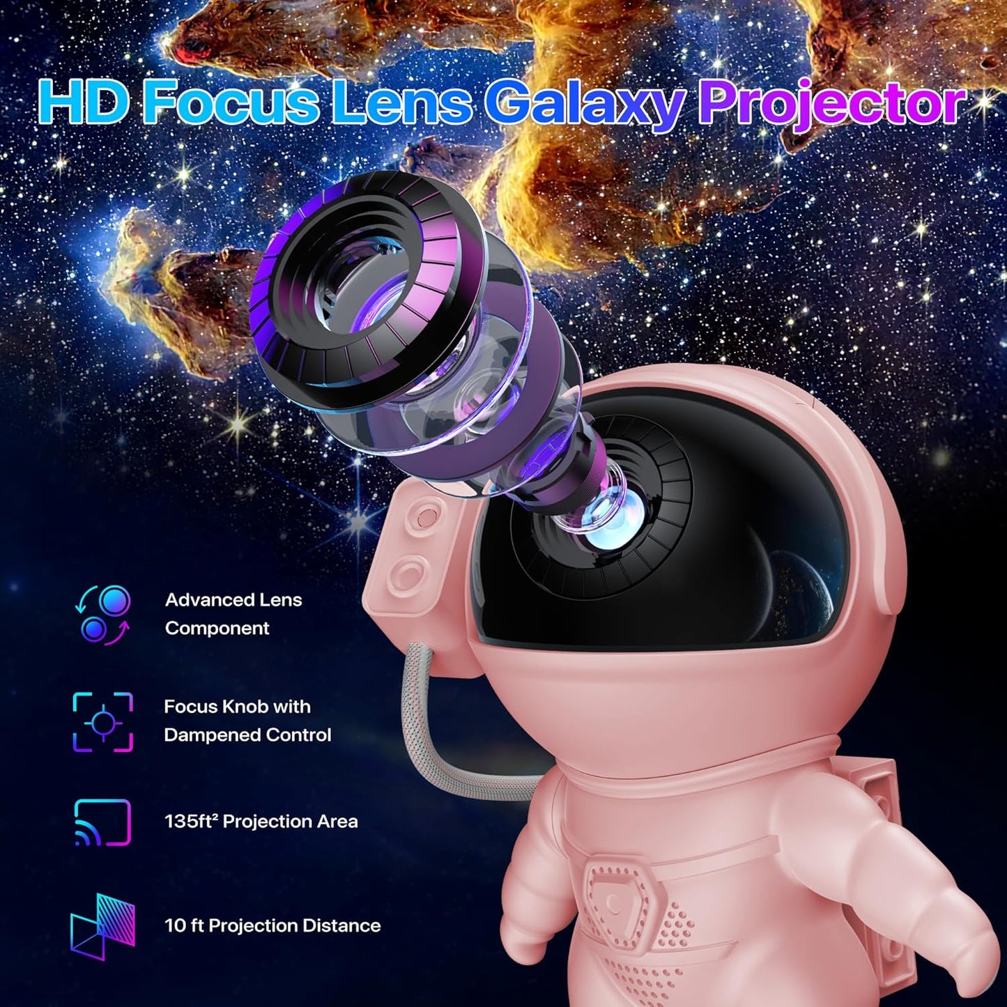 Galaxy Projector, 12 in 1 HD Planetarium Astronaut Galaxy Projector for Bedroom, Galaxy Star Night Light Projector for Kids Adults Gaming Room/Party/Home Décor
