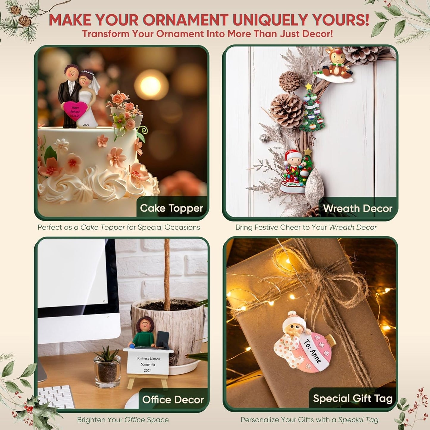 3D Snowman Family of 10 Ornament 2025 Personalized Family Christmas Ornaments 2025 | Snow People Personalized Tree Ornaments for Grandchildren, Siblings & Grandkids of Ten Ornament Snowmen Small Tree