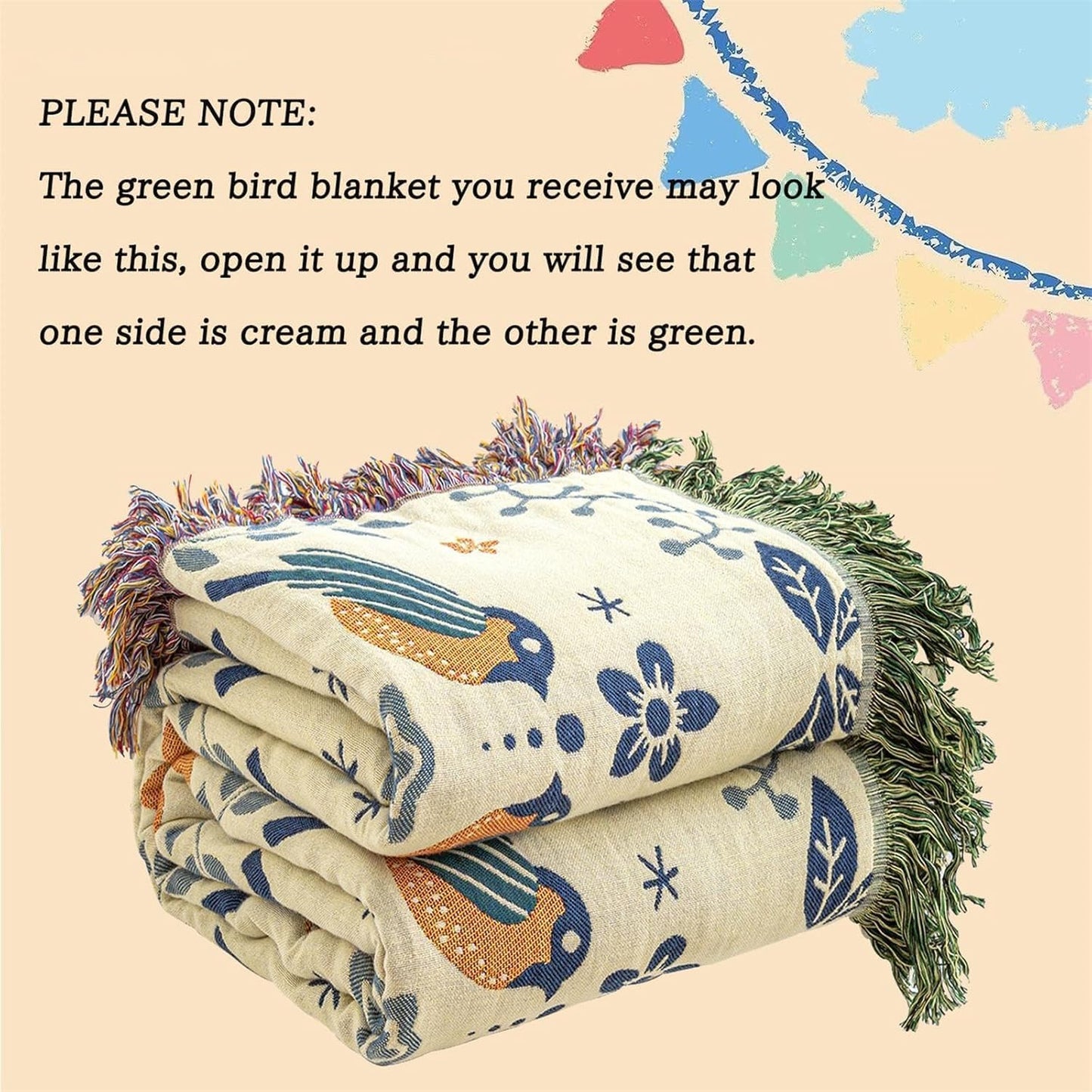 MSGKV Cotton Bed Blanket for Couch and Sofa Blankets for Living Room Bedroom Floral and Birds Throw 80"x90" Breathable Cozy Boho Blankets
