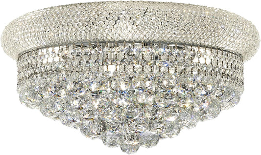 9-Light Crystal Flush Mount Chandelier Ceiling Light Fixture for Living Room Dining Room Bedroom Foyer Entryway Hallway Closet Bathroom (Chrome D22)