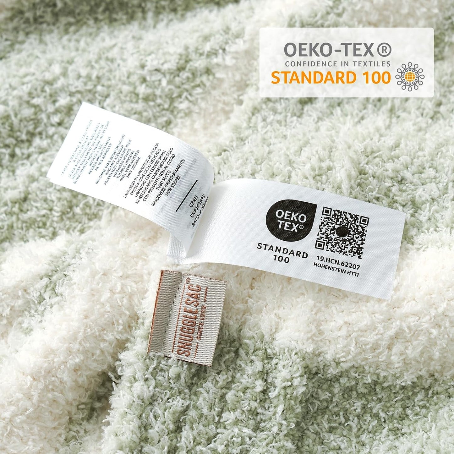 Snuggle Sac Stripe Sage Green Throw Blanket for Couch, Super Soft Warm Blankets Cozy Knit Fuzzy Plush Lightweight Throws for Sofa, Bed,Living Room, Stripe Green, 50x60 inches