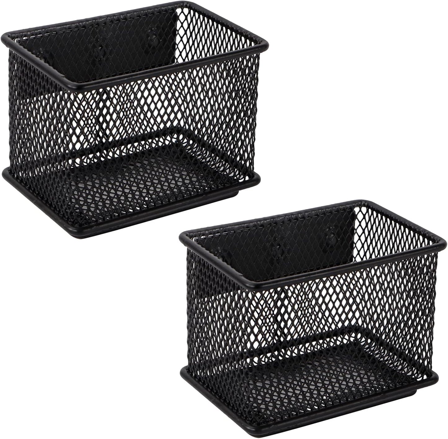 Black Magnetic Basket Set of 2, Refrigerator Basket, Magnetic Baskets Heavy Duty, Magnetic Locker Organizer Holder for Whiteboard Office, 3.42'' × 2.36'' × 2.55''