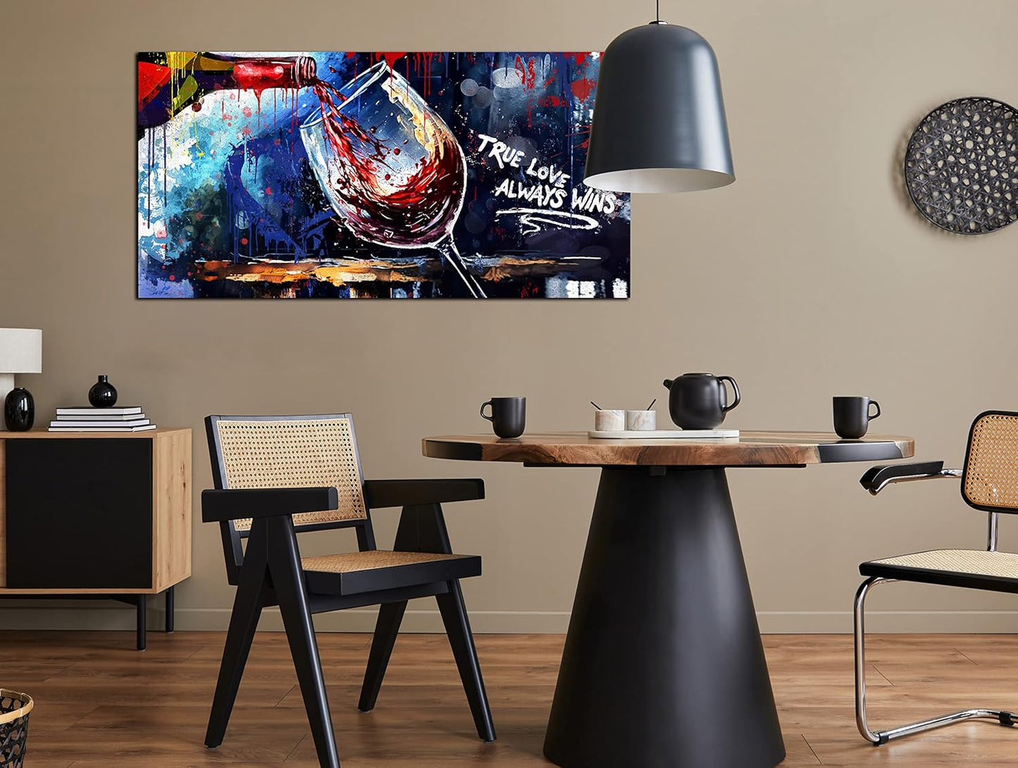 Graffiti Wall-Art - Wine Glass Wall Art for Kitchen - Canvas Art Wall Decor for Living Room Ready to Hang Size 59" x 29"