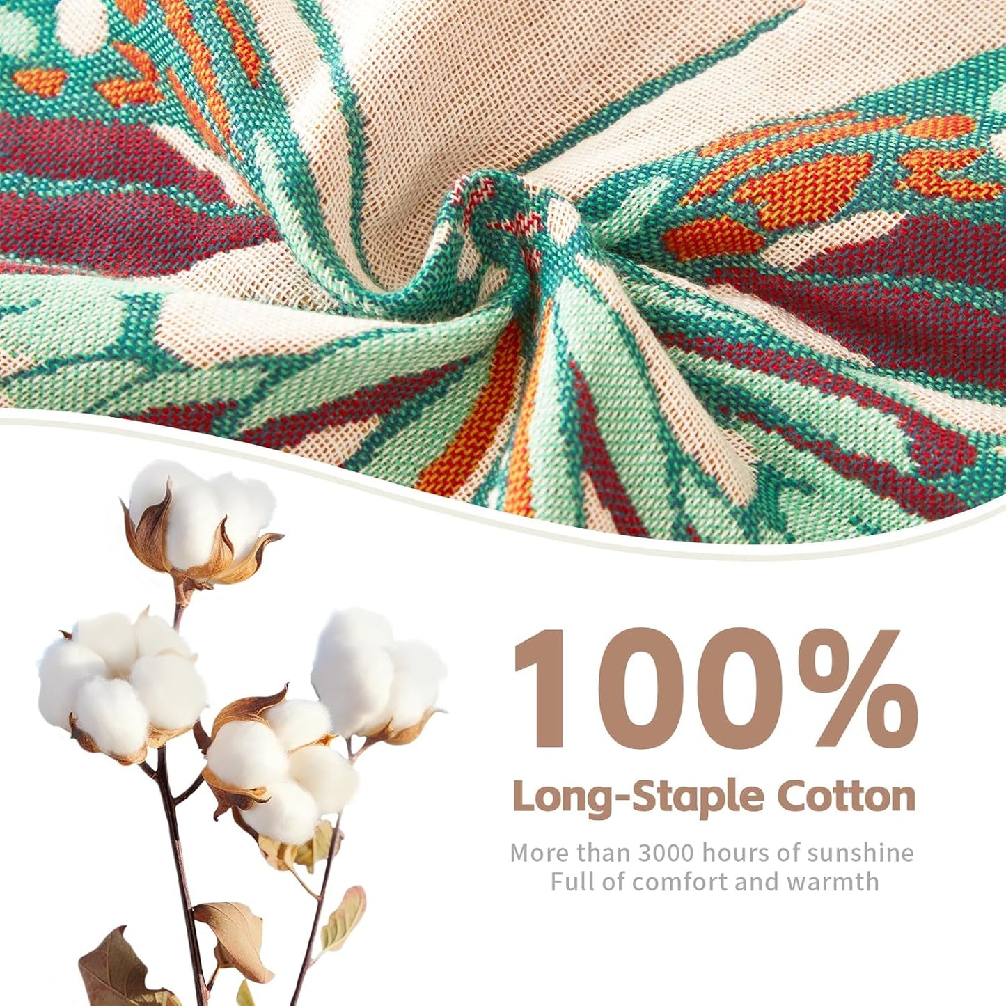 Floral Throw Blanket Pure Cotton Ultra Soft Lightweight Blanket Reversible Farmhouse Blankets Reversible Rustic Throw for Sofa Couch (60"x80",05-Butterfly and Flower)