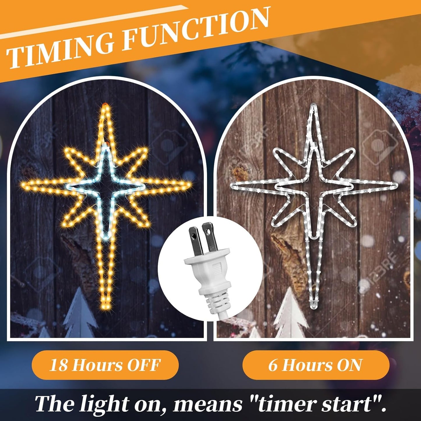 28" Christmas Star of Bethlehem LED Star Hanging Lights Nativity Holy Family Light for Door Window Porch Wall Decoration Plug Operated Lighted Hanging Tree Topper(White, Warm Light)