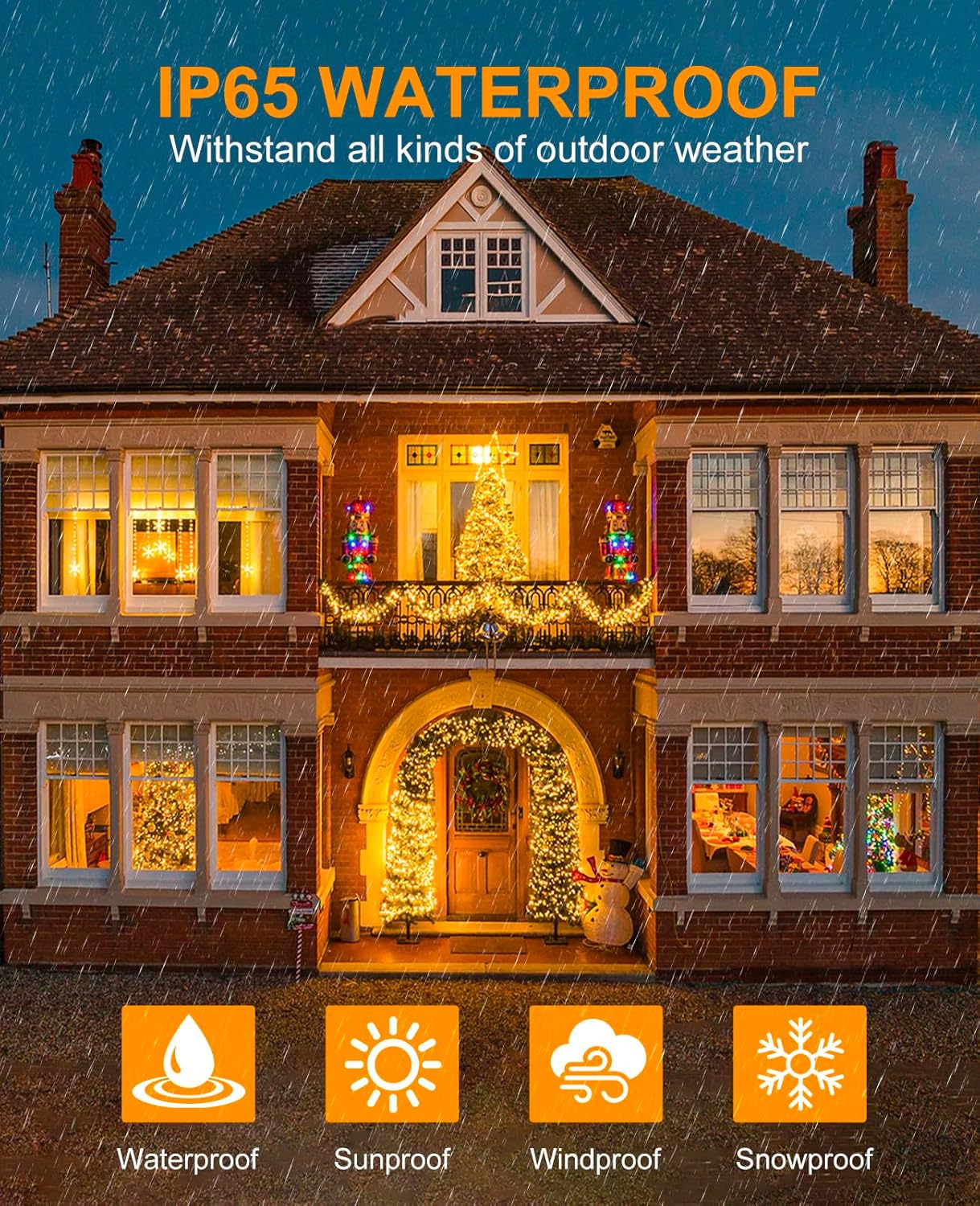 40FT 120 LED Christmas Lights Outdoor, Warm White Christmas Tree Lights with 8 Modes & Waterproof, Connectable Plug in String Light for Indoor Bedroom Yard Party Wedding Decorations