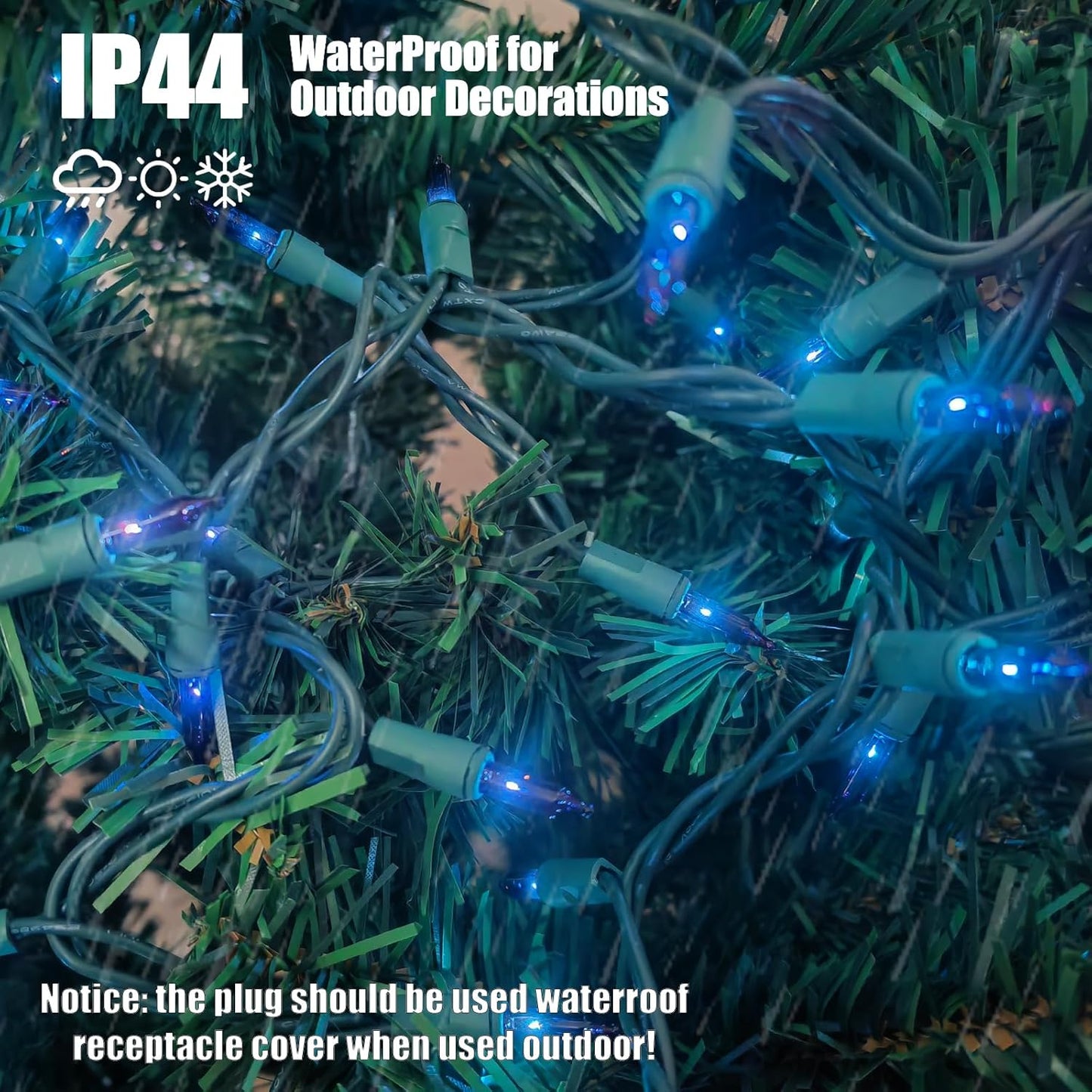 HISHINY Christmas Lights 100 Count Blue Christmas Tree String Lights with Green Wire for Outdoor Indoor Christmas Decorations Wedding Decorations Valentines Day Decor,UL Certified (21feet)