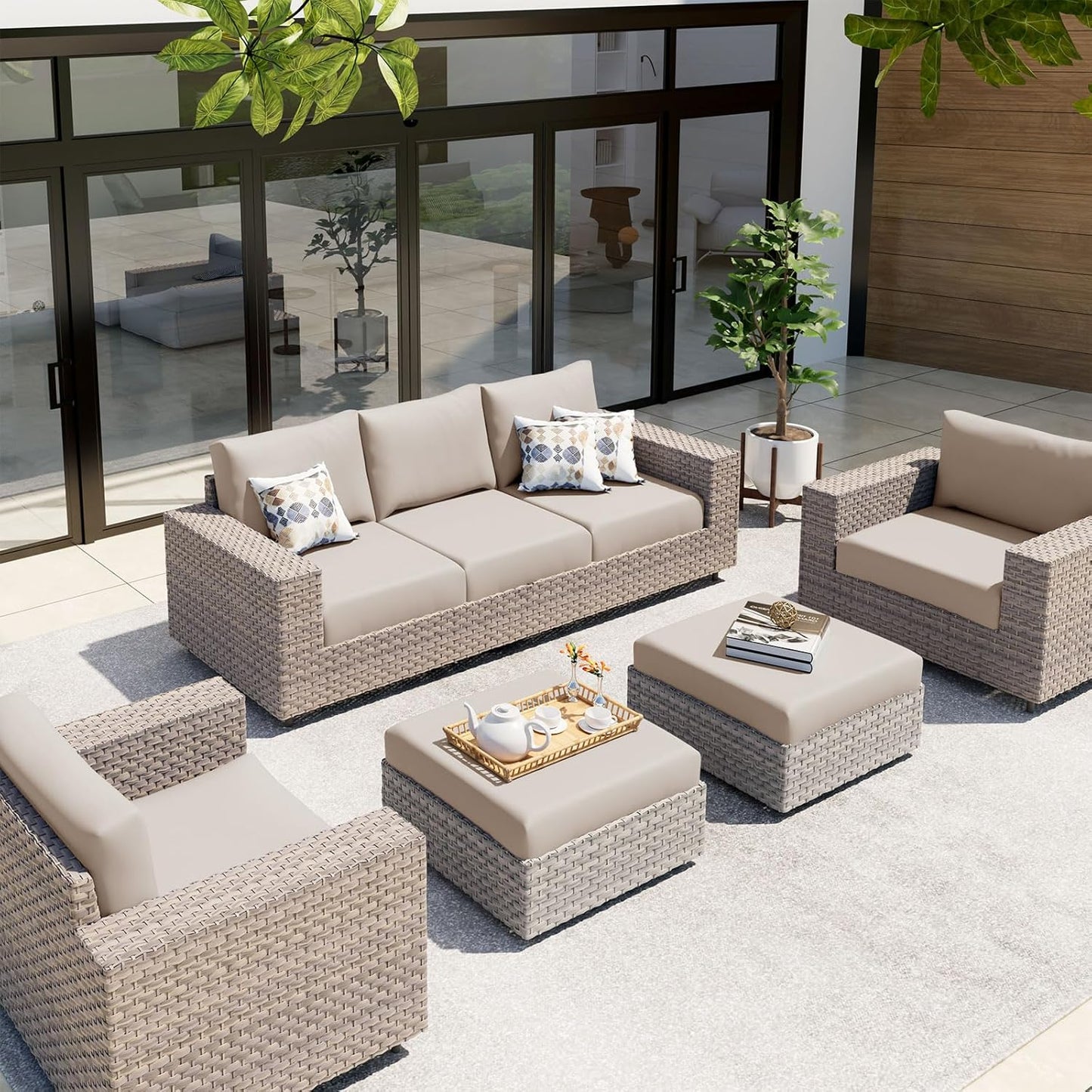 hyha Waterproof Couch Cushion Covers, Stretch Sofa Couch Seat Slipcover for Dog Washable, Non-Slip Waterproof Outdoor Cushion Covers for Patio Furniture Replacement (1 Piece for Large, Taupe)