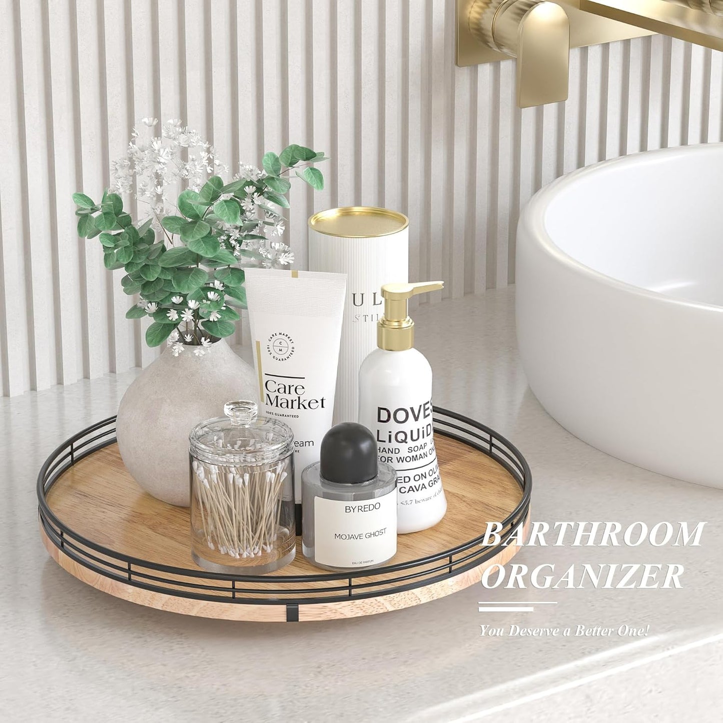 13" Lazy Susan Oak Wood Turntable Organizer for Cabinet, Farmhouse Round Wooden Lazy Susan Organization and Storage for Dining Table, Pantry, Kitchen, Bathroom, Countertop, Cupboard, Home Decor