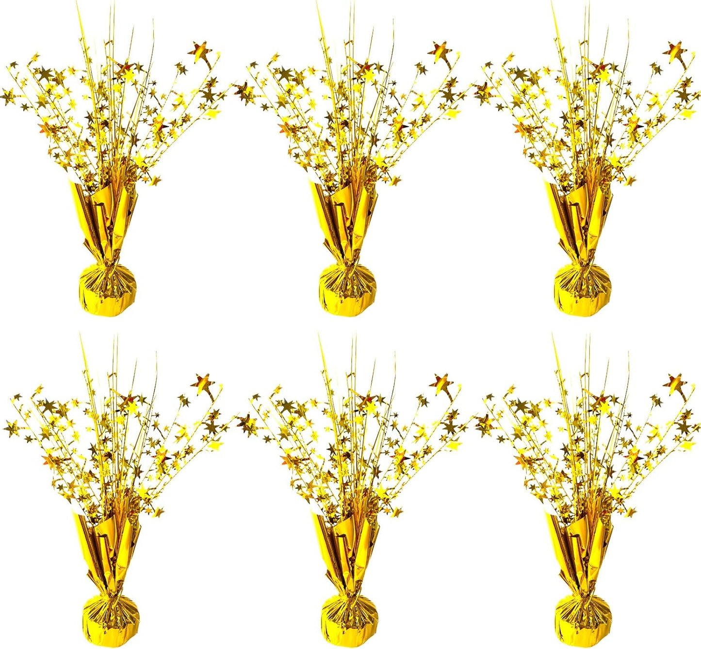 6 Pack Metallic Foil Spray Centerpiece Star Table Decoration Burst Table Centerpieces for Birthday Wedding Anniversary Graduation Holiday Party Supplies Decor, Gold