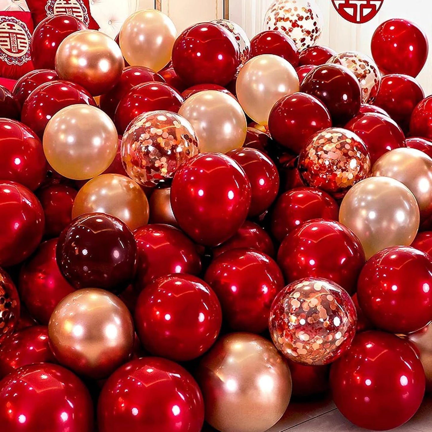 130pcs Ruby Red Balloons Different Sizes 18" 12" 10" 5" Dark Red Latex Balloon Garland Arch Kit for Birthday Baby Shower Graduation Wedding Valentine's Day Christmas Party Decorations