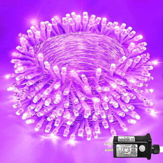 600 LED Purple Halloween Lights Indoor Outdoor, 197FT Halloween String Lights Waterproof 8 Modes Plug in Purple String Lights for Christmas Tree Bedroom Party Home Thanksgiving Decorations